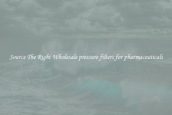 Source The Right Wholesale pressure filters for pharmaceuticals