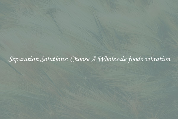Separation Solutions: Choose A Wholesale foods vibration